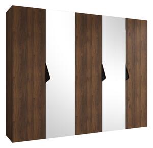 Gardróbszekrény Hartford 626, Laminált forgácslap, 202x250x52cm, Dió, Fekete