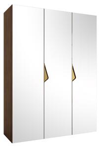 Gardróbszekrény Hartford 629, Laminált forgácslap, 202x150x52cm, Aranysárga, Dió