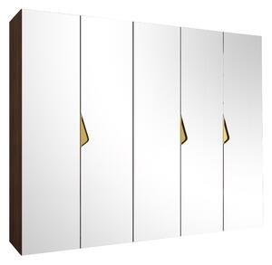 Gardróbszekrény Hartford 631, Laminált forgácslap, 202x250x52cm, Dió, Aranysárga