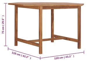 VidaXL tömör tíkfa kerti étkezőasztal 110 x 110 x 75 cm