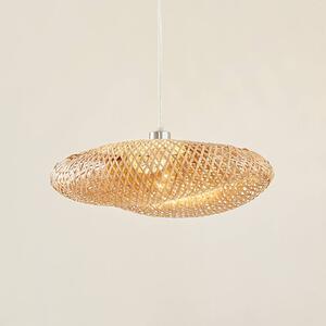 Lindby lógó világítás Eleane, bambusz, natúr, Ø 50 cm, dimmelhető, Világos fa, Nappali / Étkező, Fa, Vidéki otthon / Rusztikus