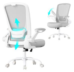 SONGMICS ergonomikus hálós irodai szék fejtámasszal, világosszürke