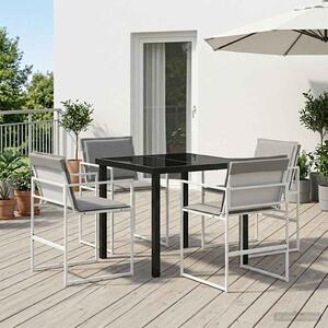 Kert étkező szett 5 pcs Fehér és Világosszürke 80 x 80 x 73 cm