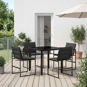Kert étkező szett 5 pcs Fekete és sötétszürke 80 x 80 x 73 cm