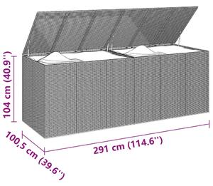 VidaXL szürke polyrattan kerti párnatartó doboz 291 x 100,5 x 104 cm