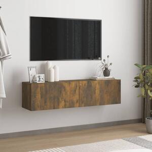Füstös tölgy színű szerelt fa fali TV-szekrény 120 x 30 x 30 cm