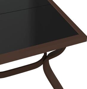 VidaXL barna és fekete acél és üveg kerti asztal 180 x 80 x 70 cm