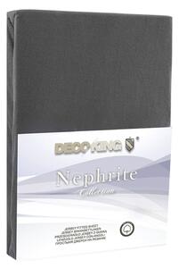 Nephrite sötétszürke gumis lepedő, 180/200 x 200 cm - DecoKing