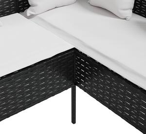 VidaXL fekete polyrattan L-alakú kanapé párnákkal
