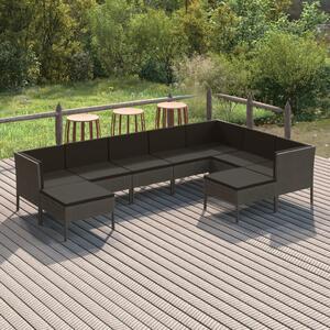 VidaXL 9 részes szürke polyrattan kerti ülőgarnitúra párnákkal