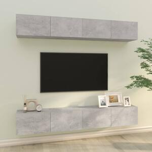 4 db betonszürke fali TV-szekrény 100 x 30 x 30 cm