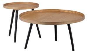 Mesa tárolóasztal kőrisfa dekorral, ø 45 cm - WOOOD