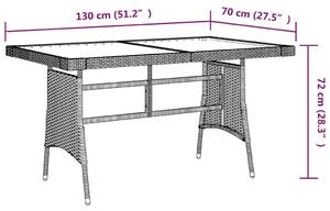 VidaXL szürke polyrattan és tömör akácfa kerti asztal 130 x 70 x 72 cm