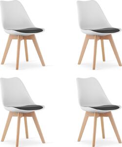 Étkezőszék, Mark-ATTY16, 4 db, fehér/fekete, 81,5 x 43 x 47 cm, polipropilén ülés, bükkfa lábak, párnázott