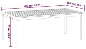 VidaXL tömör akácfa kerti asztal 200 x 100 x 74 cm