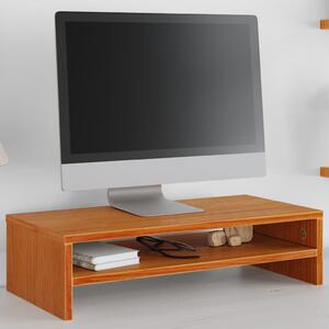 Viaszbarna tömör fenyőfa monitorállvány 50x24x13 cm