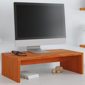 Viaszbarna tömör fenyőfa monitorállvány 50x27x15 cm