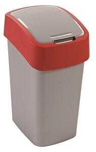 Szemeteskuka, Curver Flip Bin, 25 l, ezüstszürke/piros, kézi nyitású, csuklós fedelű, műanyag, praktikus