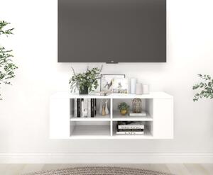 Fehér szerelt fa falra szerelhető TV-szekrény 102 x 35 x 35 cm