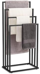 Törölközőtartó állvány, Leobert 2816-1, fekete, 45 x 93,5 x 29 cm, acél szerkezet, 4 rudas, szabadon álló