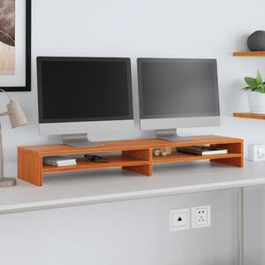 Viaszbarna tömör fenyőfa monitorállvány 100 x 24 x 13 cm