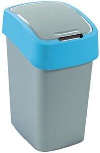 Szemeteskuka, Curver Flip Bin, 25 l, ezüstszürke/kék, kézi nyitású, csuklós fedelű, műanyag, praktikus