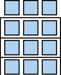 Raklaptároló polcállvány Cell, hozzáépíthető, 462,6 x 270 x 110 cm, 6 000 kg, 3 szint, kék