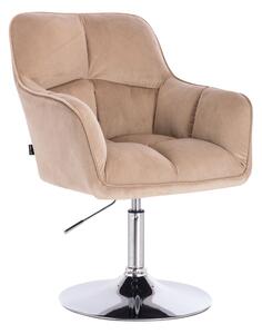 HR550N Latte modern velúr szék krómozott lábbal