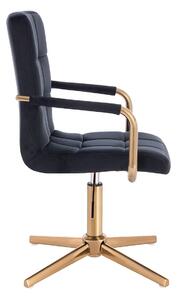 HC1015PCROSS Fekete modern velúr szék arany lábbal