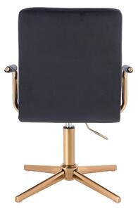 HC1015PCROSS Fekete modern velúr szék arany lábbal