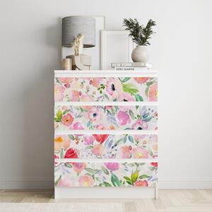 IKEA MALM bútormatrica - akvarell tavaszi virágok