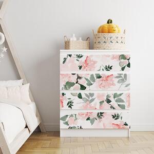 IKEA MALM bútormatrica - rózsaszín akvarell virágok