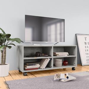 Betonszürke szerelt fa TV-szekrény görgőkkel 90 x 35 x 35 cm