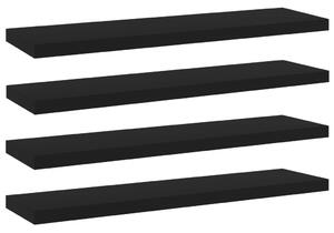 4 db fekete szerelt fa könyvespolc 40 x 10 x 1,5 cm