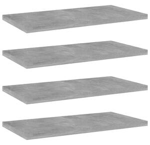 4 db betonszürke szerelt fa könyvespolc 40 x 20 x 1,5 cm
