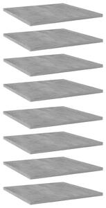 8 db betonszürke szerelt fa könyvespolc 40 x 40 x 1,5 cm