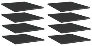 8 db magasfényű fekete szerelt fa könyvespolc 40 x 50 x 1,5 cm