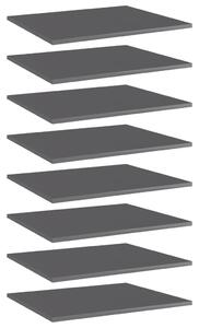 8 db magasfényű szürke szerelt fa könyvespolc 60 x 50 x 1,5 cm