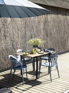 Askia kerti asztal, natúr eukaliptusz, fekete aluminium láb