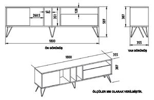 Design TV asztal Baqia 180 cm fehér dió