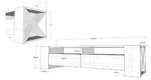 Design TV asztal Gedali 155 cm fehér dió