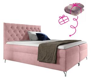KONDELA Boxspring ágy, 120x200, rózsaszín Velvet szövet, GULIETTE + ajándék