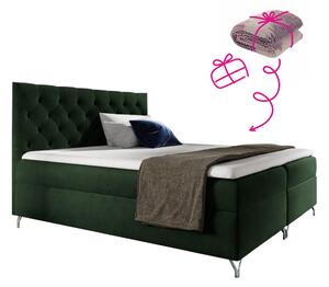 KONDELA Boxspring ágy, 120x200, zöld Velvet szövet, GULIETTE + ajándék