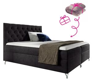 KONDELA Boxspring ágy, 120x200, fekete Velvet szövet, GULIETTE + ajándék
