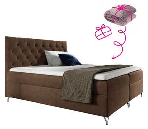 KONDELA Boxspring ágy, 120x200, barna Velvet szövet, GULIETTE + ajándék
