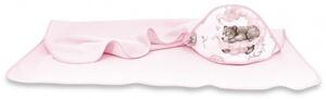 Baby Shop kapucnis fürdőlepedő 100*100 cm - Felhőn alvó állatok rózsaszín