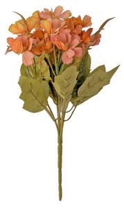 15 virágfejes, 5 ágú krizantém selyemvirág csokor, 25cm magas - Krémes barack színű