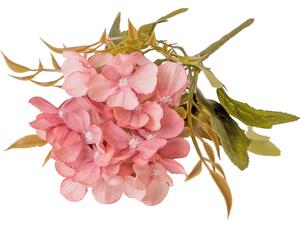 5 ágú hortenzia selyemvirág csokor, 24cm magas - Rózsaszín