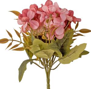 5 ágú hortenzia selyemvirág csokor, 24cm magas - Rózsaszín