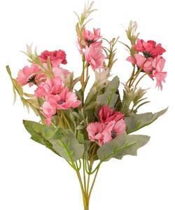 Kerti szegfű selyemvirág csokor, 32cm magas - Rózsaszín
